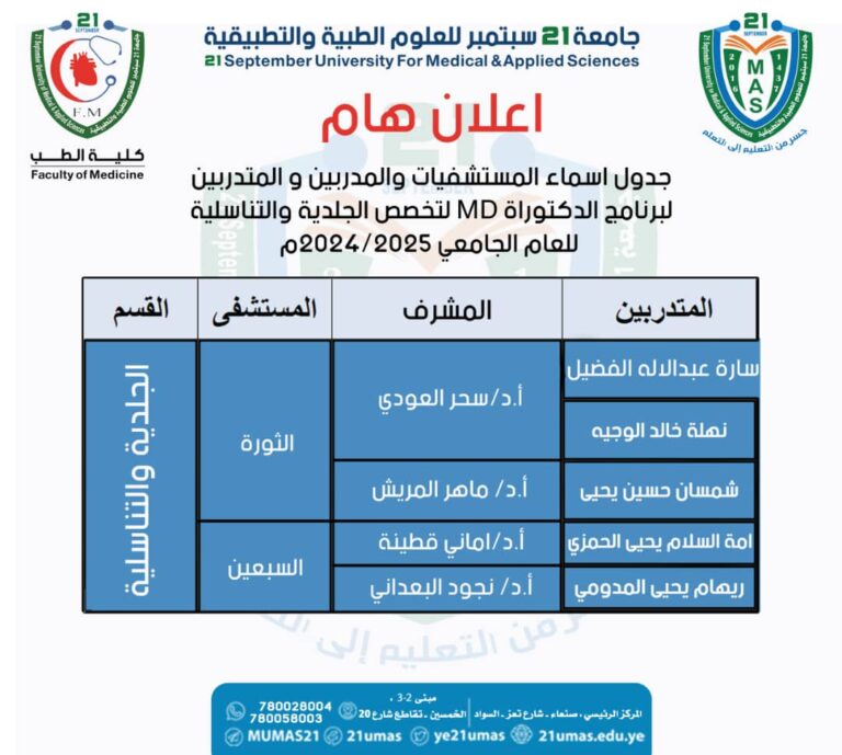 اعلان هام (1)كلية الطب جامعة ٢١ سبتمبر للعلوم الطبية والتطبيقية#جسر من التعليم إلى التعلم