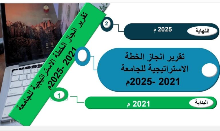 تقرير انجاز الخطة الاستراتيجية  للجامعة للفترة من 2021م إلى 2025م